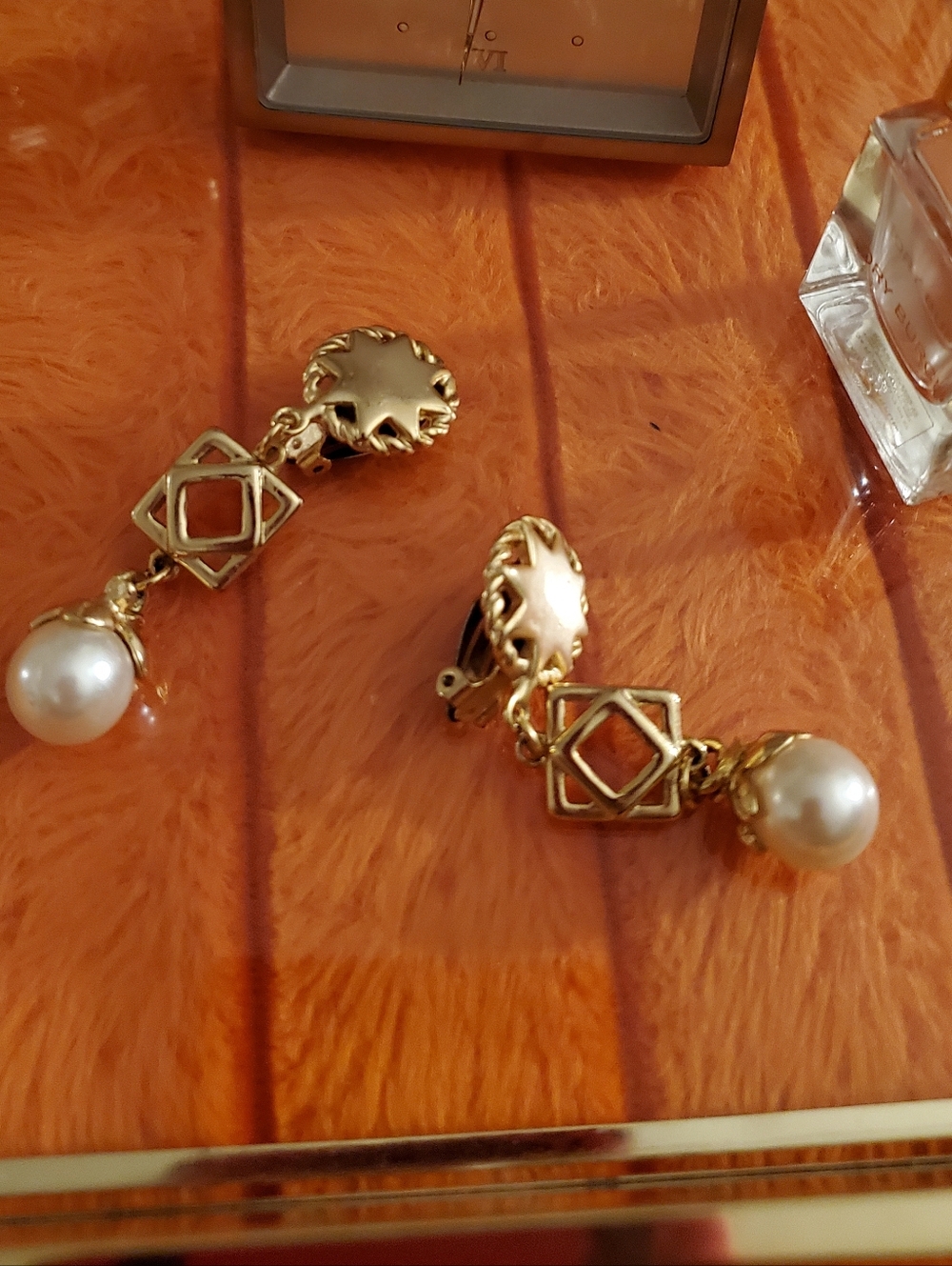 Gold-Tone Pearl Drop Clip-On Earrings